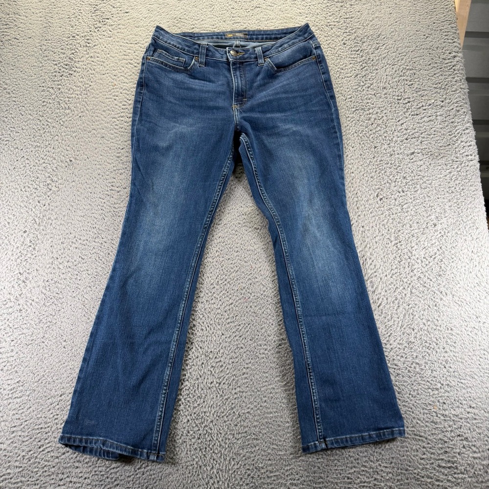 Lee Jeans Womens 12 Blue Cotton Denim Bootcut Mid-Rise Faded Workwear Stretch